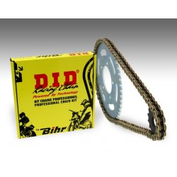 Kit chaine D.I.D SUZUKI GZ250 MARAUDER 99-04 (Chaine VX3 Super Renforcée - Pas 520 - Couronne Acier)