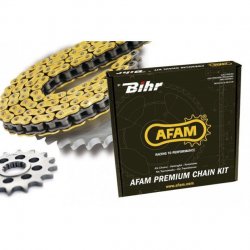 Kit chaine AFAM HONDA CR125R 98-99 (Chaine MX4 - Pas 520 - Couronne Alu Anti-Boue)