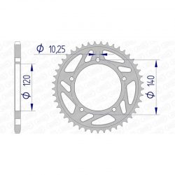 Couronne AFAM ALU anodisée dur type 15605 / 38 à 50 Dents - Pas 520